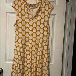 New York & Company Yellow and White Polka Dot Midi Dress